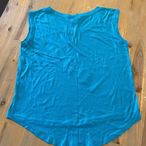 Nike Tank Top, teal w/ orange swoosh, L - Picture 4 of 4